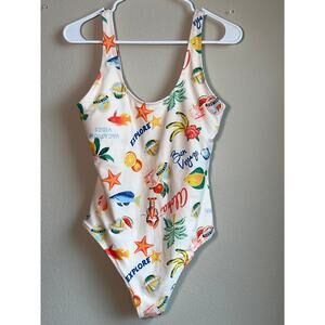 Old Navy SZ Medium Bon Voyage Aloha One Piece Swimsuit | Tropical Vacation Vibes